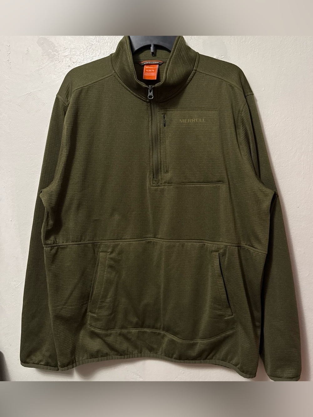 Merrell Men’s Grid Fleece 1/4 Zip Long Sleeve Pullover Shirt-XL-Gorpcore olive